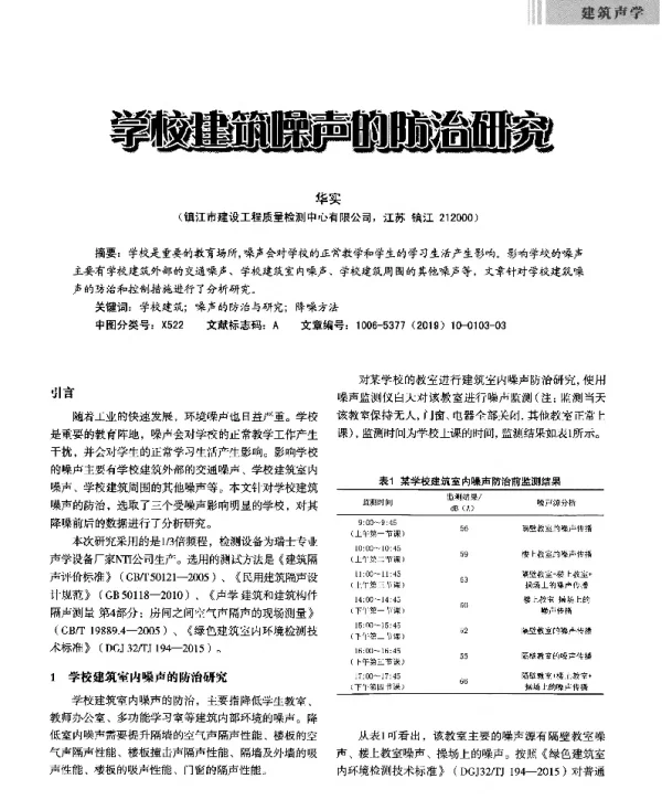 学校建筑噪声的防治研究