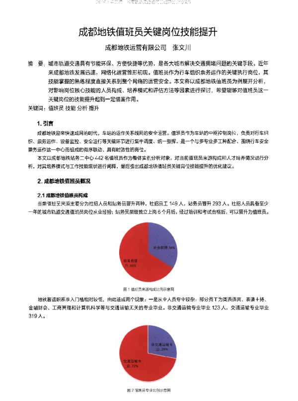 成都地铁值班员关键岗位技能提升