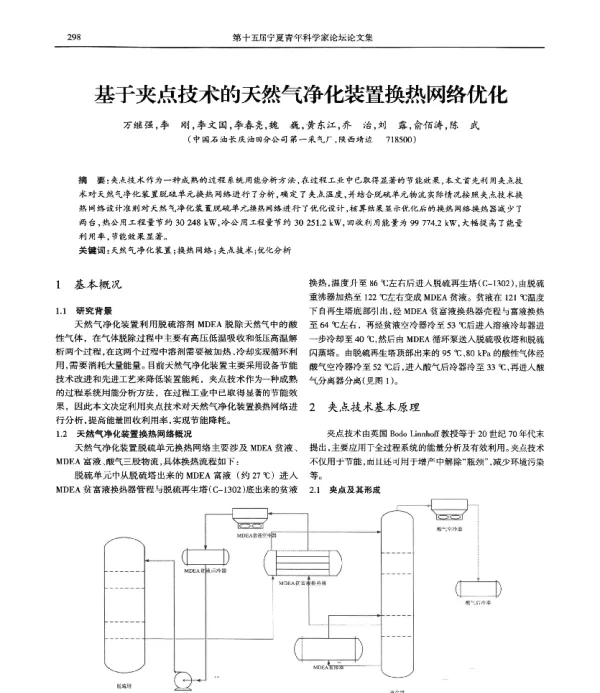 基于夹点技术的天然气净化装置换热网络优化