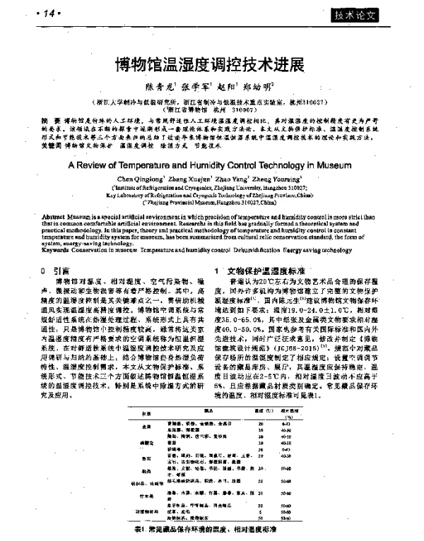 博物馆温湿度调控技术进展