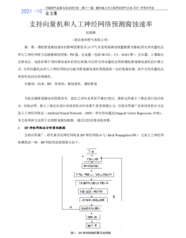 支持向量机和人工神经网络预测腐蚀速率