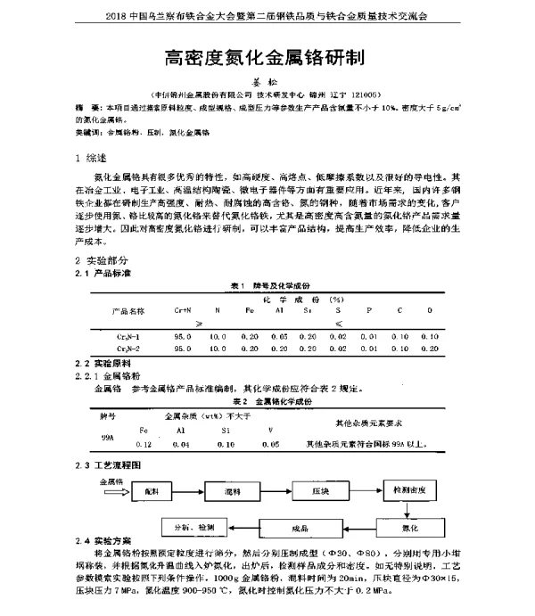 高密度氮化金属铬研制