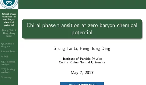 Chiralphasetransitionatzerobaryonchemicalpotential