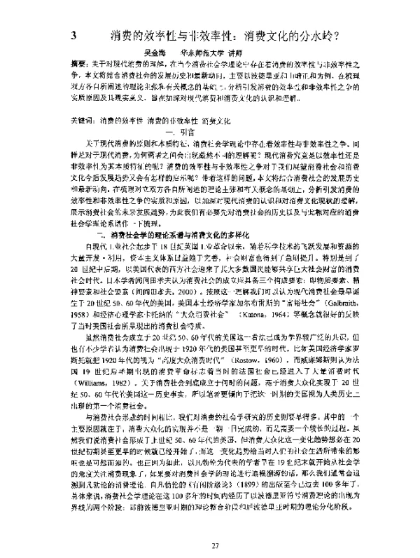 消费的效率性与非效率性消费文化的分水岭