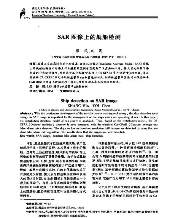 SAR图像上的舰船检测