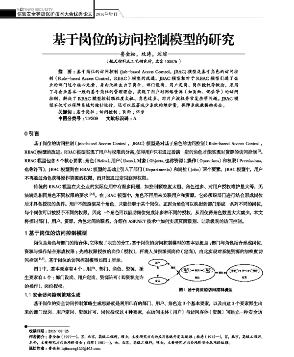 基于岗位的访问控制模型的研究