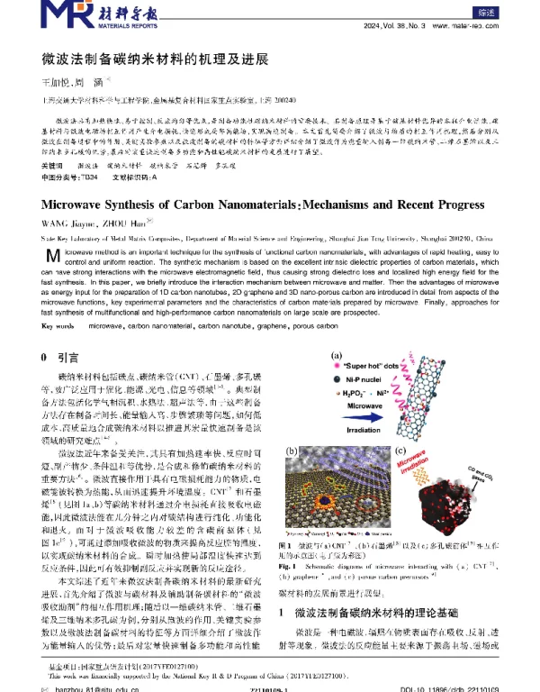 微波法制备碳纳米材料的机理及进展
