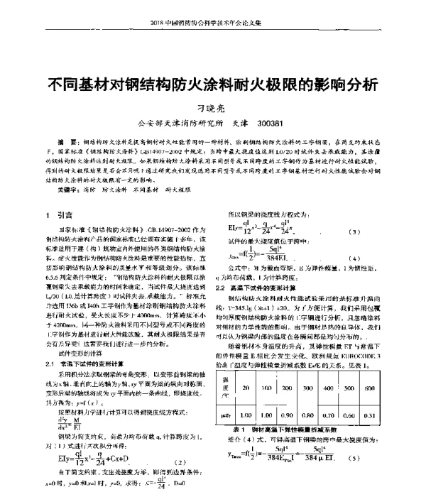 不同基材对钢结构防火涂料耐火极限的影响分析