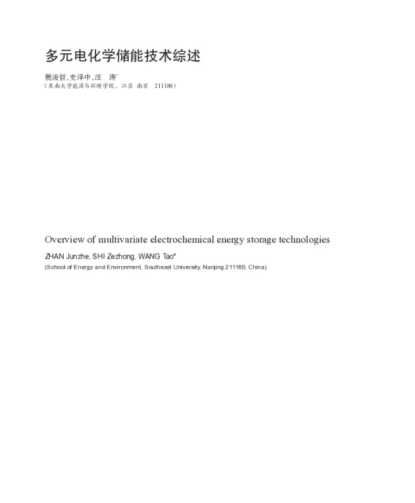 多元电化学储能技术综述