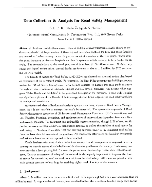 DataCollection&AnalysisforRoadSafetyManagement