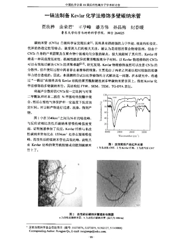 一锅法制备Kevlar化学法修饰多壁碳纳米管