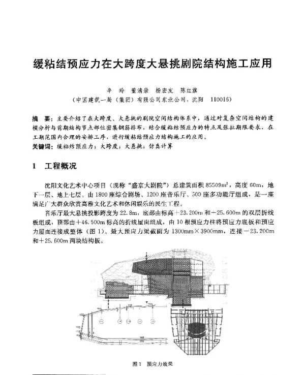 缓粘结预应力在大跨度大悬挑剧院结构施工应用
