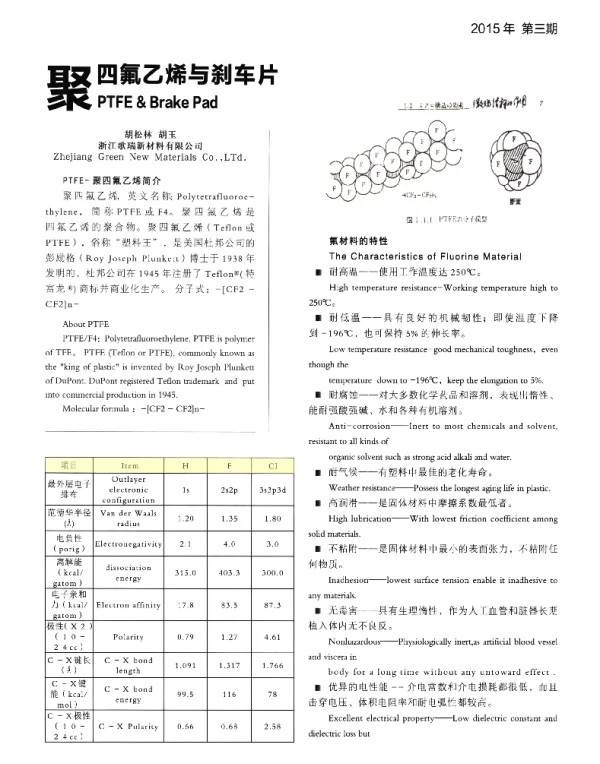 聚四氟乙烯与刹车片