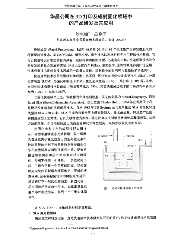 华昌公司在3D打印及辐射固化领域中的产品研发及其应用