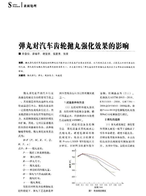 弹丸对汽车齿轮抛丸强化效果的影响