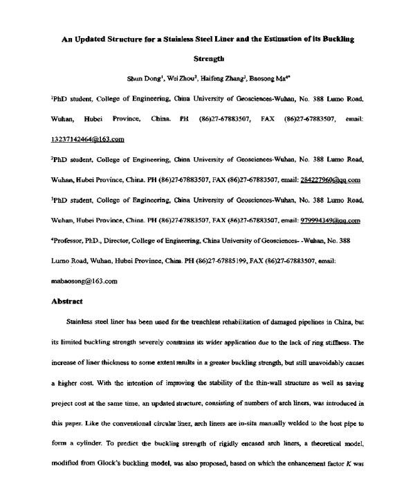 AnUpdatedStructureforaStainlessSteelLinerandtheEstimationofitsBucklingStrength