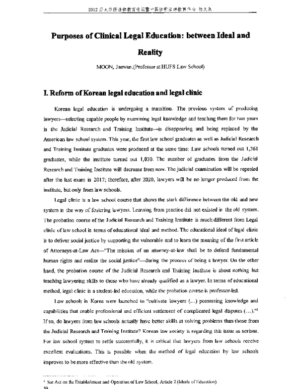 PurposesofClinicalLegalEducationbetweenIdealandReality