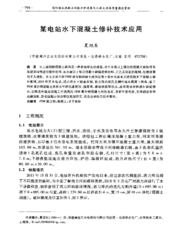 某电站水下混凝土修补技术应用