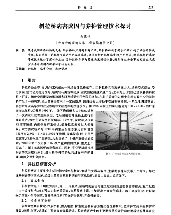 斜拉桥病害成因与养护管理技术探讨