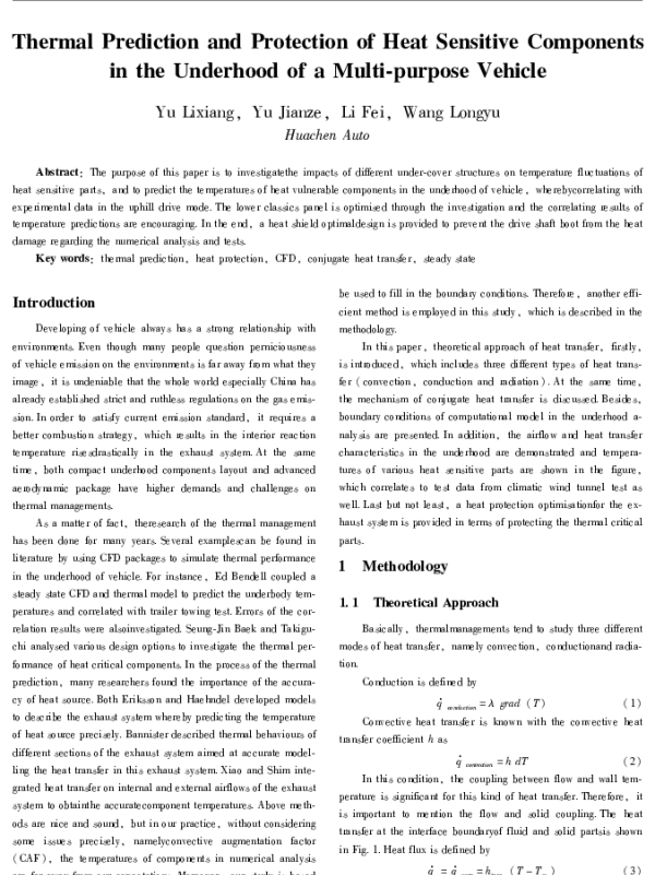 ThermalPredictionandProtectionofHeatSensitiveComponentsintheUnderhoodofaMulti-purposeVehicle