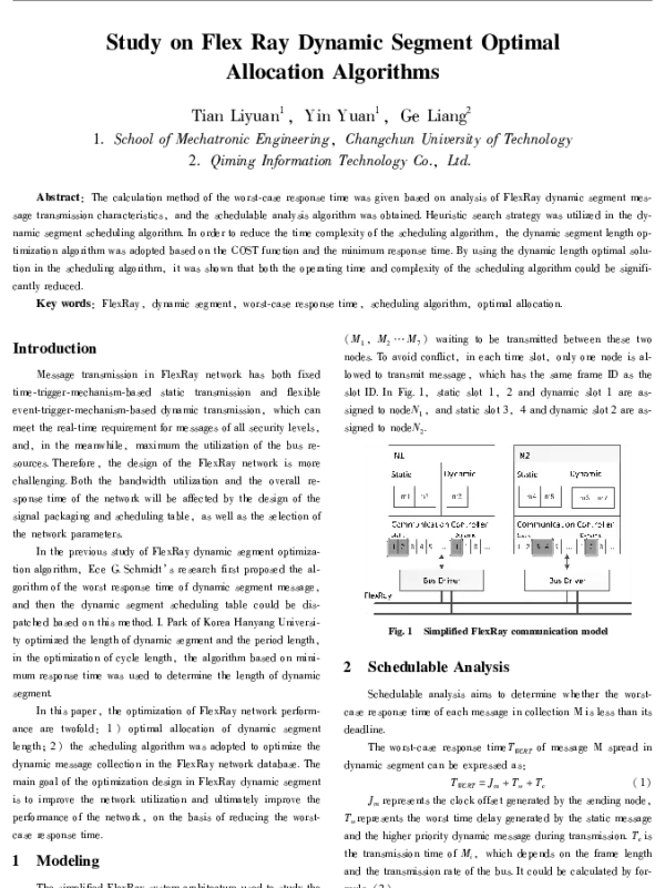 StudyonFlexRayDynamicSegmentOptimalAllocationAlgorithms