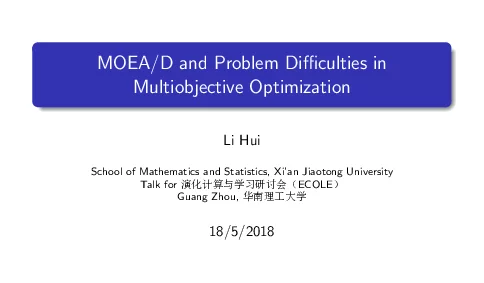 MOEADandProblemDifficultiesinMultiobjectiveOptimization
