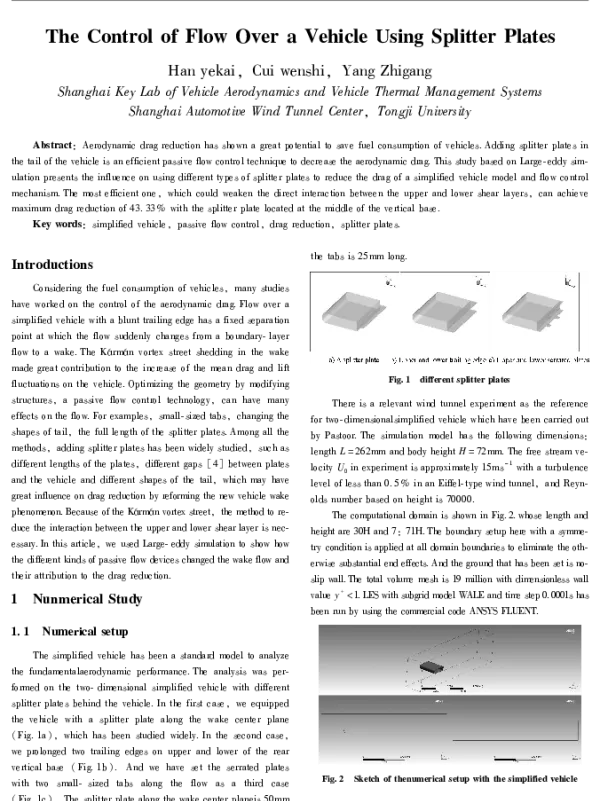 TheControlofFlowOveraVehicleUsingSplitterPlates