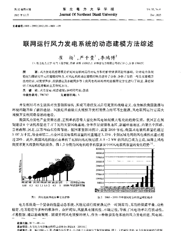 联网运行风力发电系统的动态建模方法综述