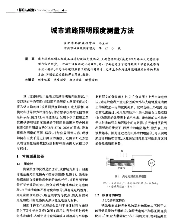 城市道路照明照度测量方法