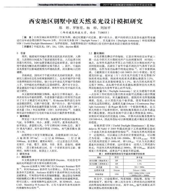 西安地区别墅中庭天然采光设计模拟研究