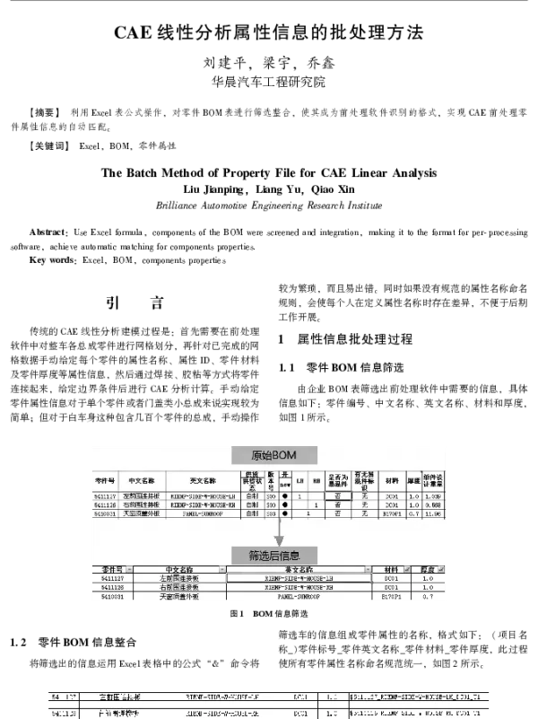 CAE线性分析属性信息的批处理方法