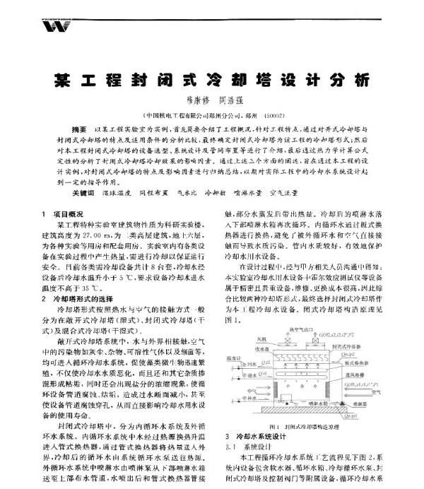 某工程封闭式冷却塔设计分析