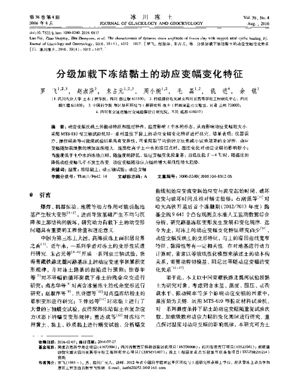 分级加载下冻结黏土的动应变幅变化特征