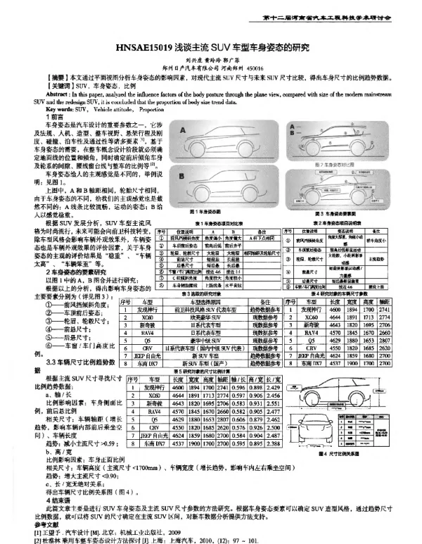 浅谈主流SUV车型车身姿态的研究