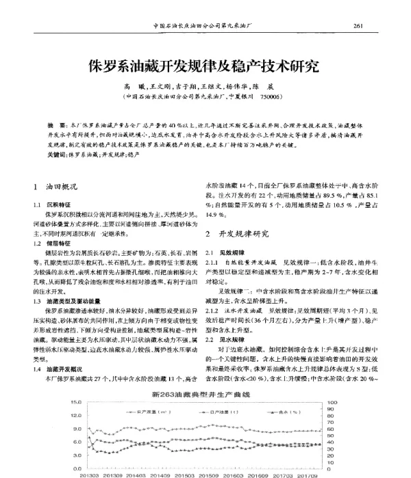 侏罗系油藏开发规律及稳产技术研究