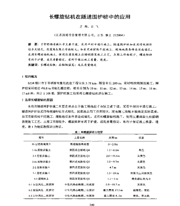 长螺旋钻机在隧道围护桩中的应用