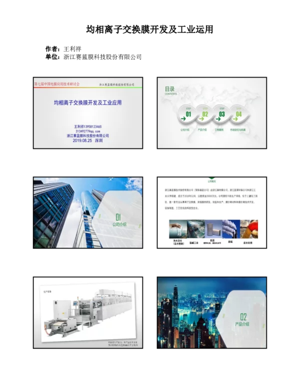 均相离子交换膜开发及工业运用