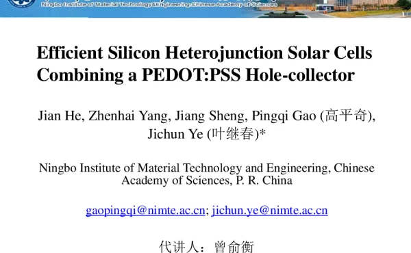 EfficientSiliconHeterojunctionSolarCellsCombiningaPEDOTPSSHole-collector