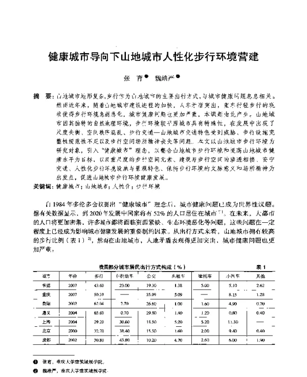 健康城市导向下山地城市人性化步行环境营建