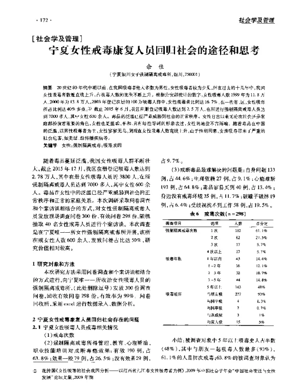 宁夏女性戒毒康复人员回归社会的途径和思考