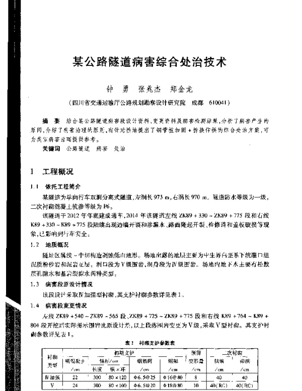 某公路隧道病害综合处治技术