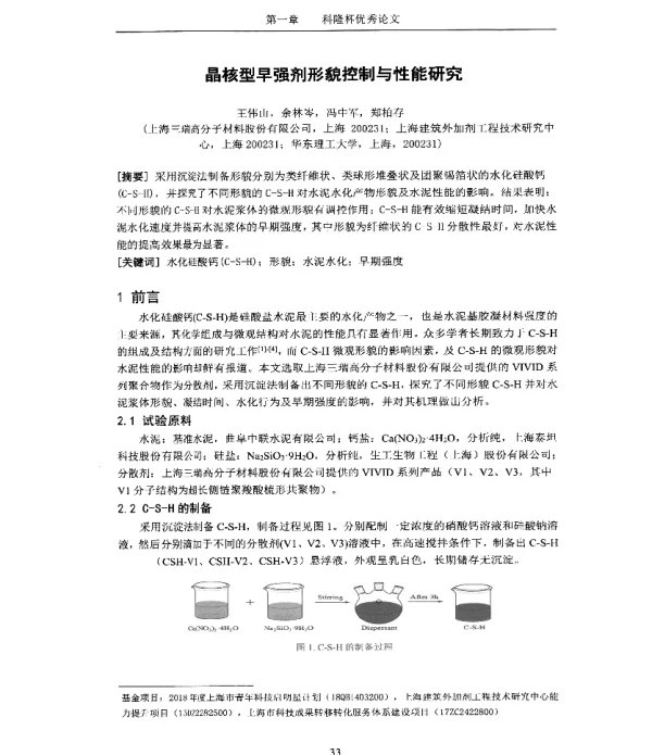 晶核型早强剂形貌控制与性能研究