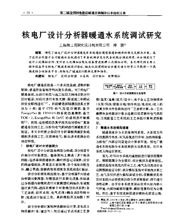 核电厂设计分析器暖通水系统调试研究