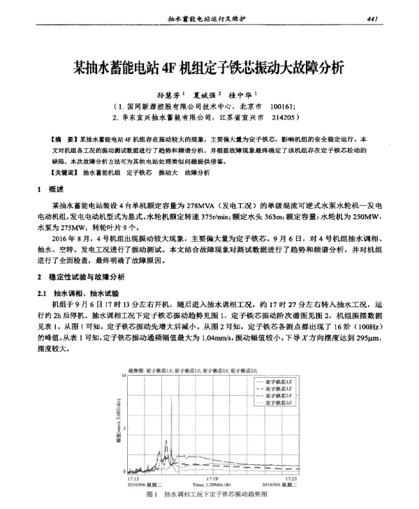 某抽水蓄能电站4F机组定子铁芯振动大故障分析