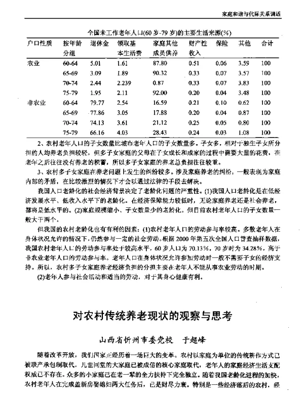 对农村传统养老现状的观察与思考