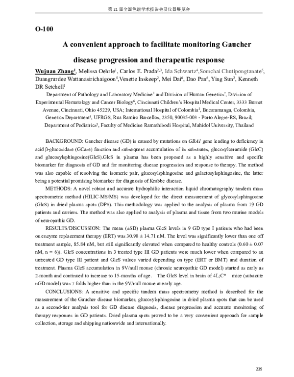 AconvenientapproachtofacilitatemonitoringGaucherdiseaseprogressionandtherapeuticresponse