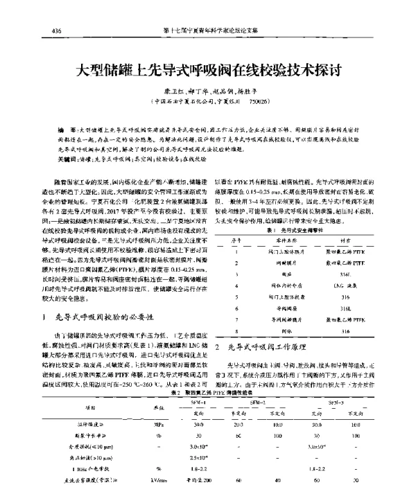 大型储罐上先导式呼吸阀在线校验技术探讨