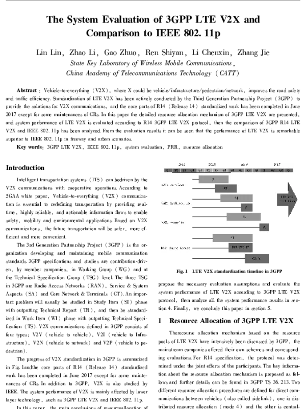 TheSystemEvaluationof3GPPLTEV2XandComparisontoIEEE802.11p