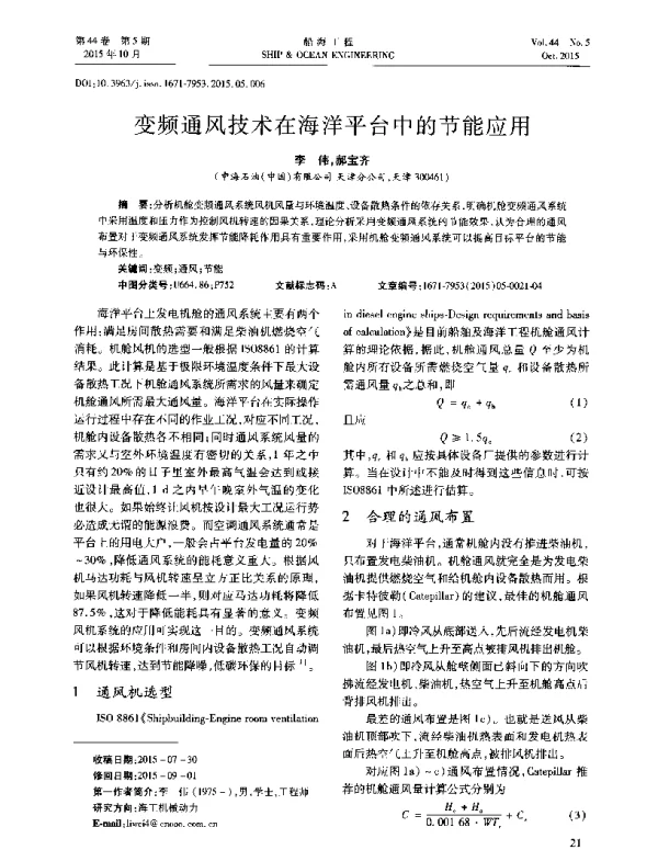 变频通风技术在海洋平台中的节能应用
