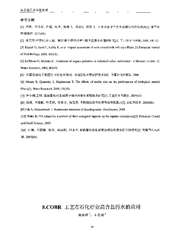 COBR工艺在石化行业高含盐污水的应用